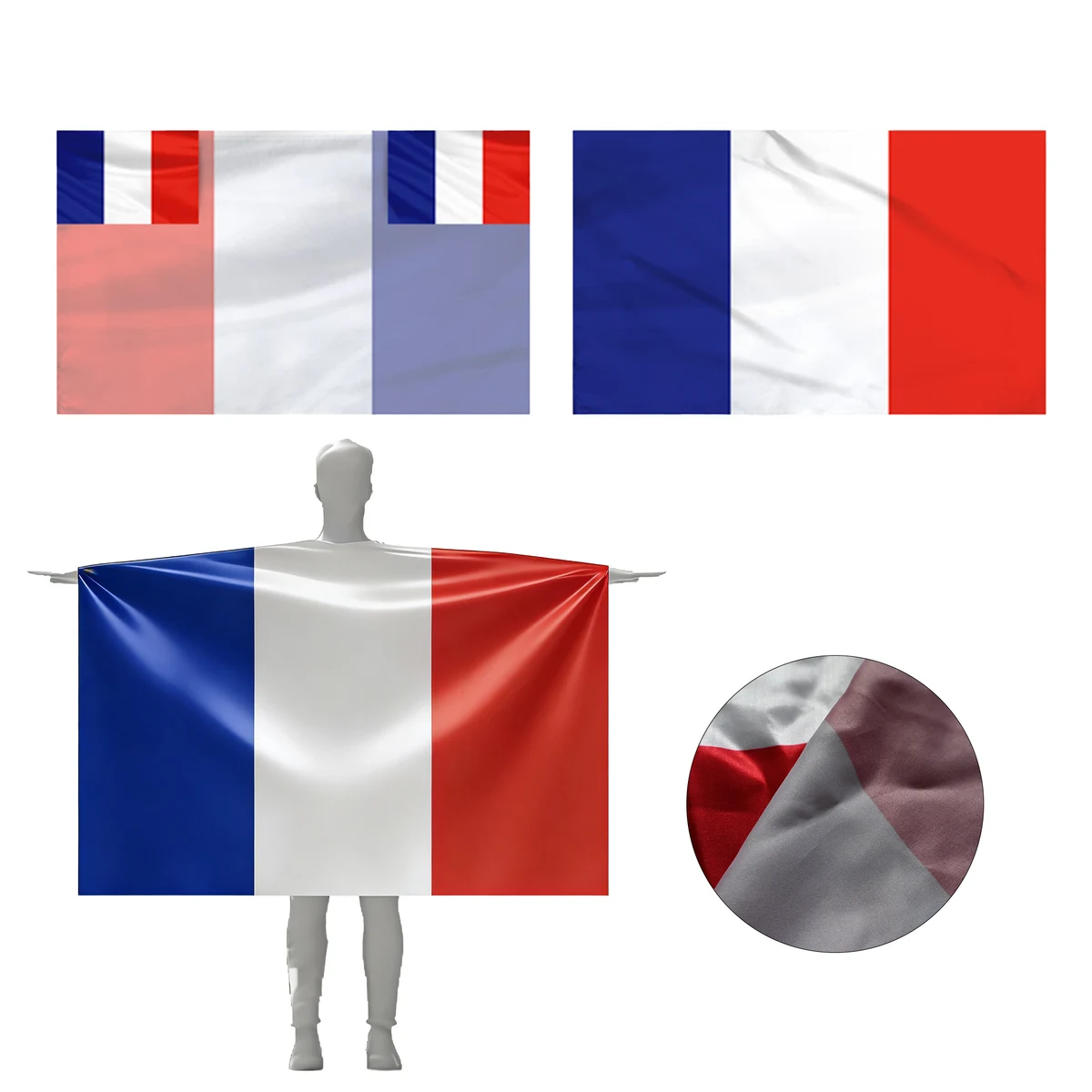 French Flag Custom Polyester Capes and Cloaks 1