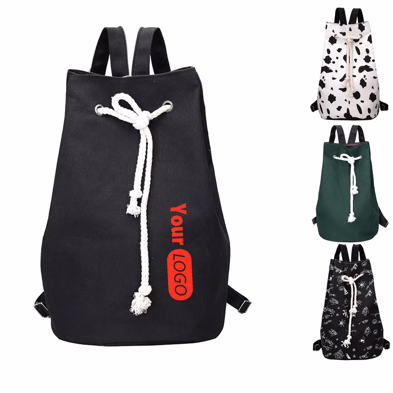 Custom High-Capacity Drawstring Canvas Backpack