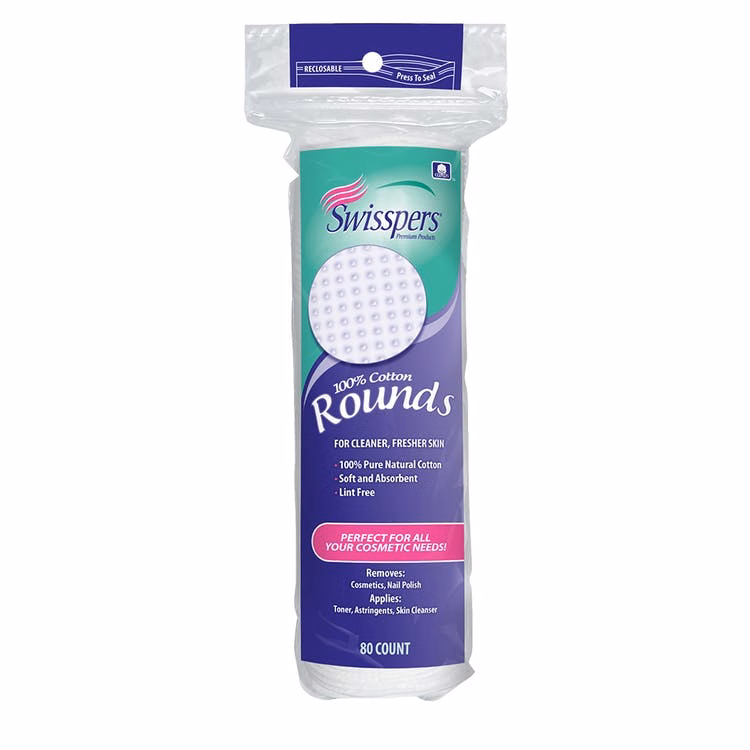 Swisspers 100% Cotton Rounds - 80 Pack