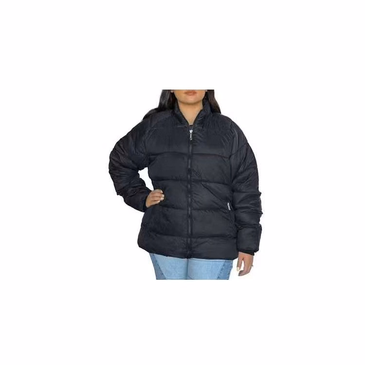 Women's Solid Puffer Jackets Black 1XL-3XL