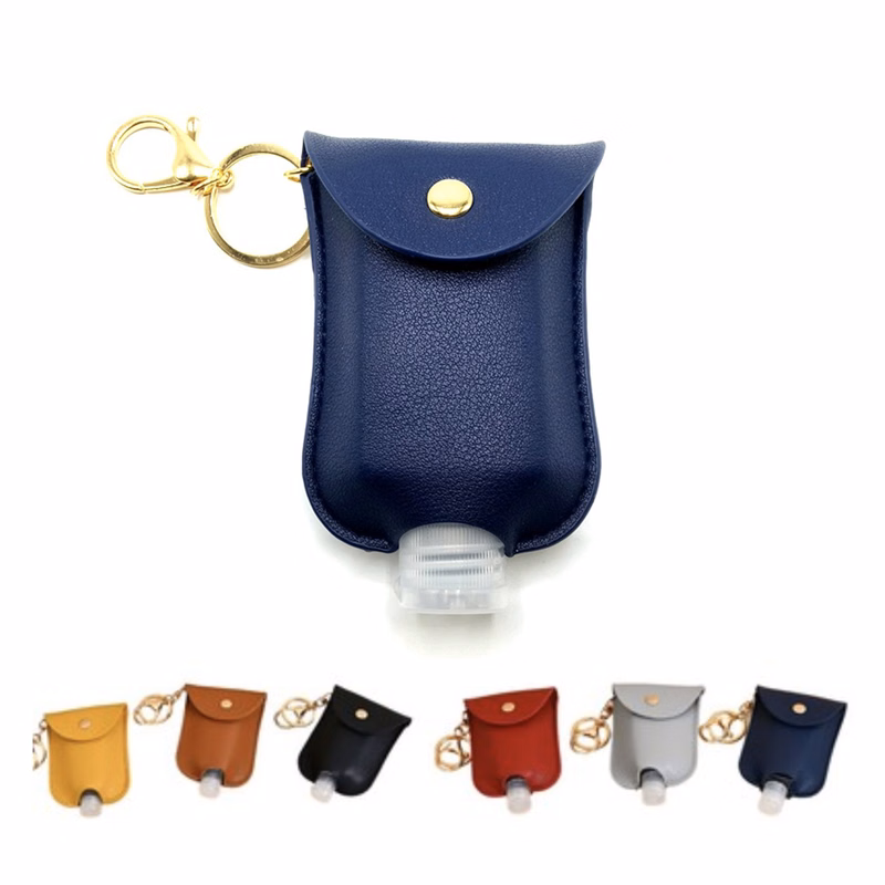 Leather Hand Sanitizer Holder Keychain