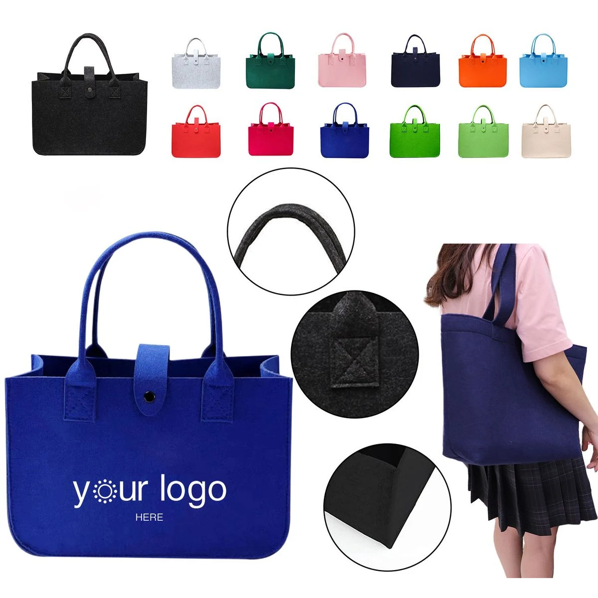 Felt Shopping Tote Bag, custom tote bag with logo imprint 1