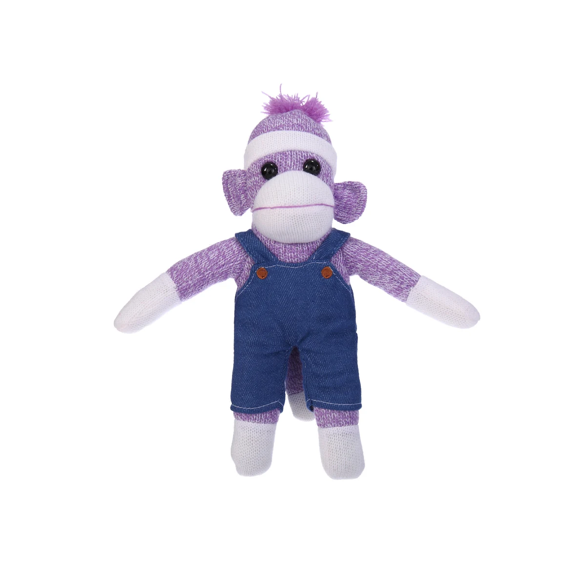 Purple Sock Monkey in Denim Overall 1