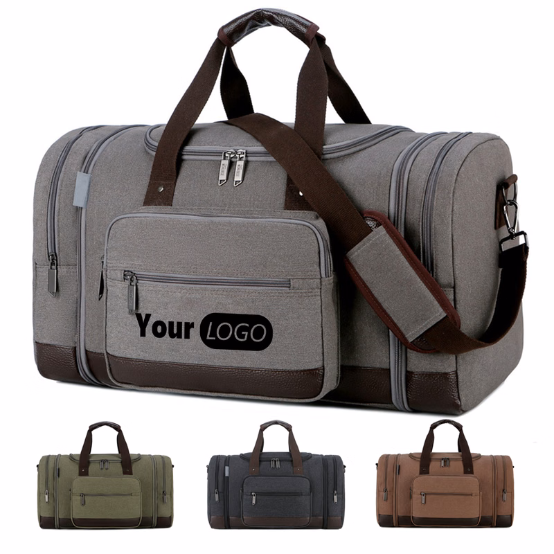 Canvas Shoe Compartment Travel Tote Bag