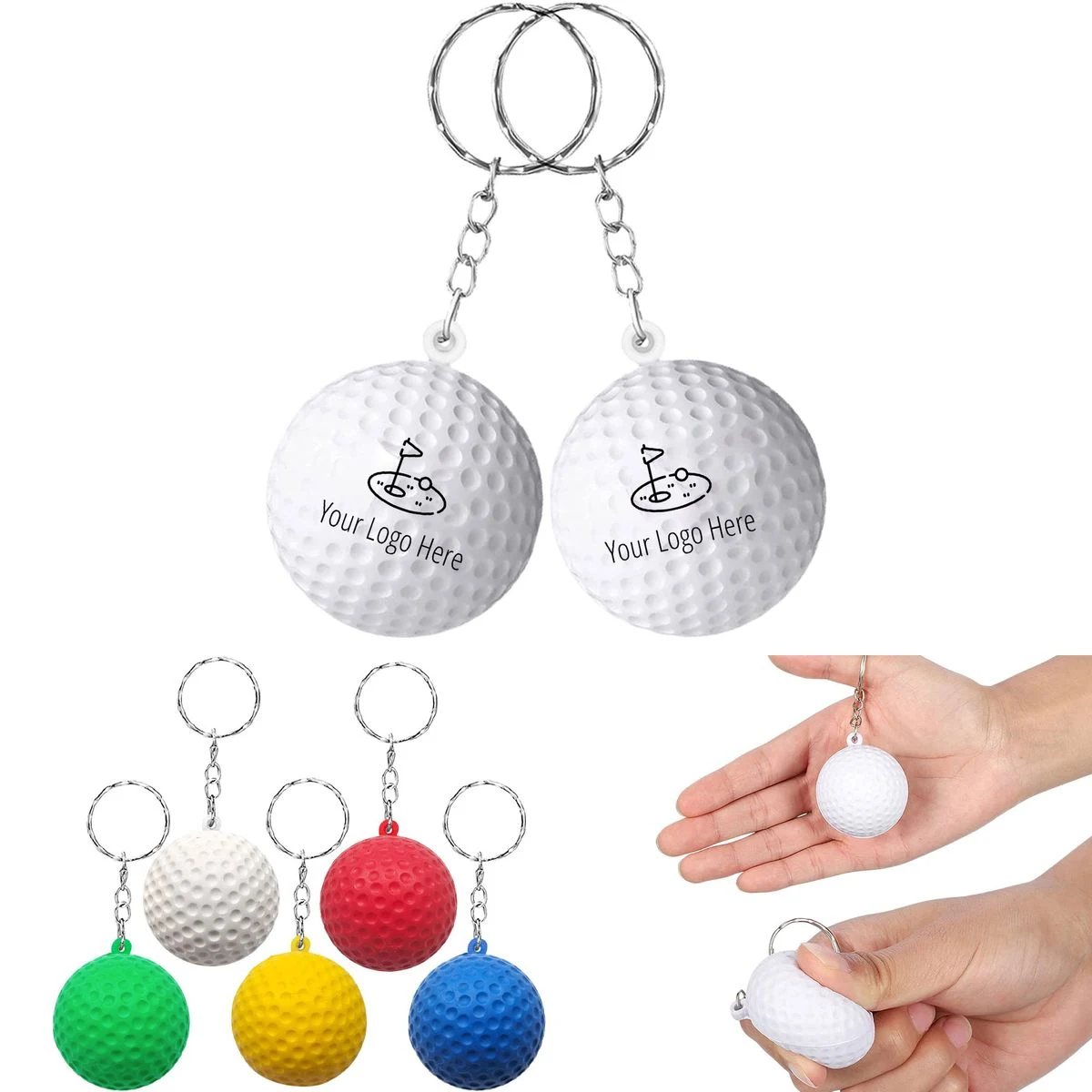 Squeezable PU Golf Ball Keychain 1