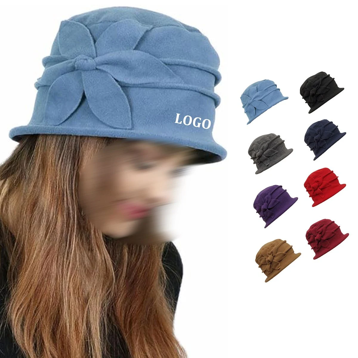 Fleece Flower Cloche Hat 1