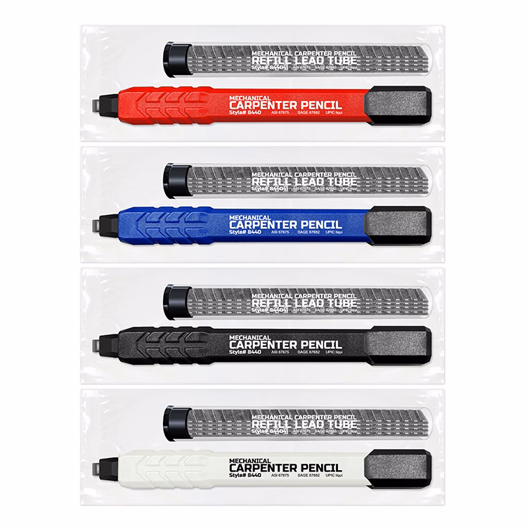 Mechanical Carpenter Pencil + 4pk Tube of Refill Leads Set in Cello Bag