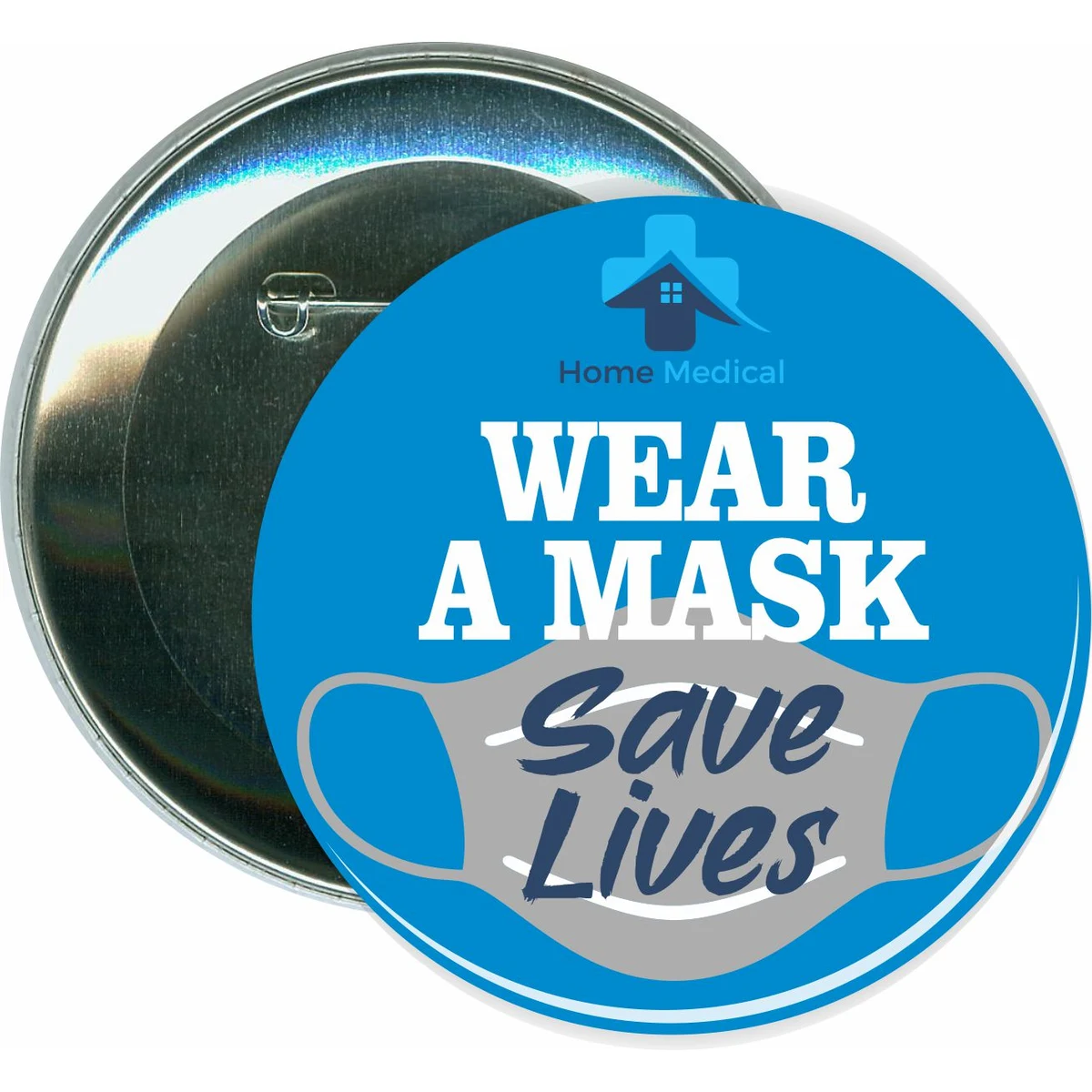 Wear a Mask, Save Lives, COVID-19, Coronavirus Button 1