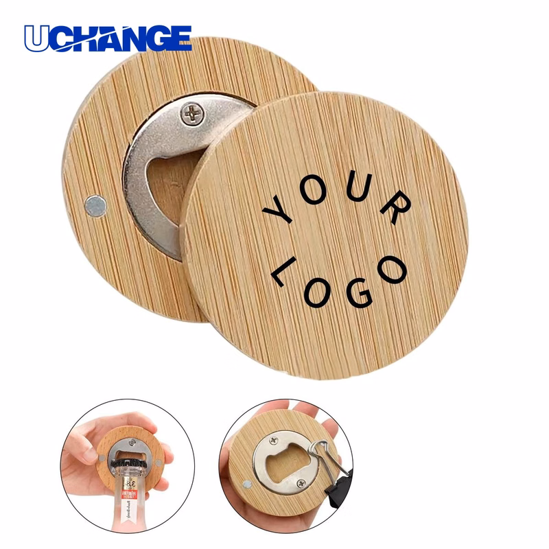 Bamboo Bottle Opener Tool with Magnetic Back