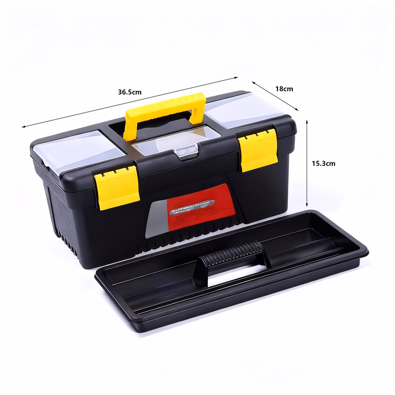 Portable Plastic Tool Box Hardware with Tray and Handle