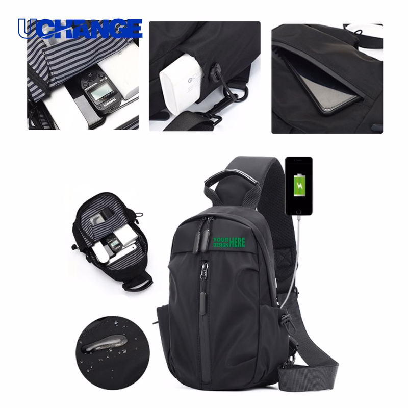 Waterproof Nylon USB Business Crossbody Bag Organizer