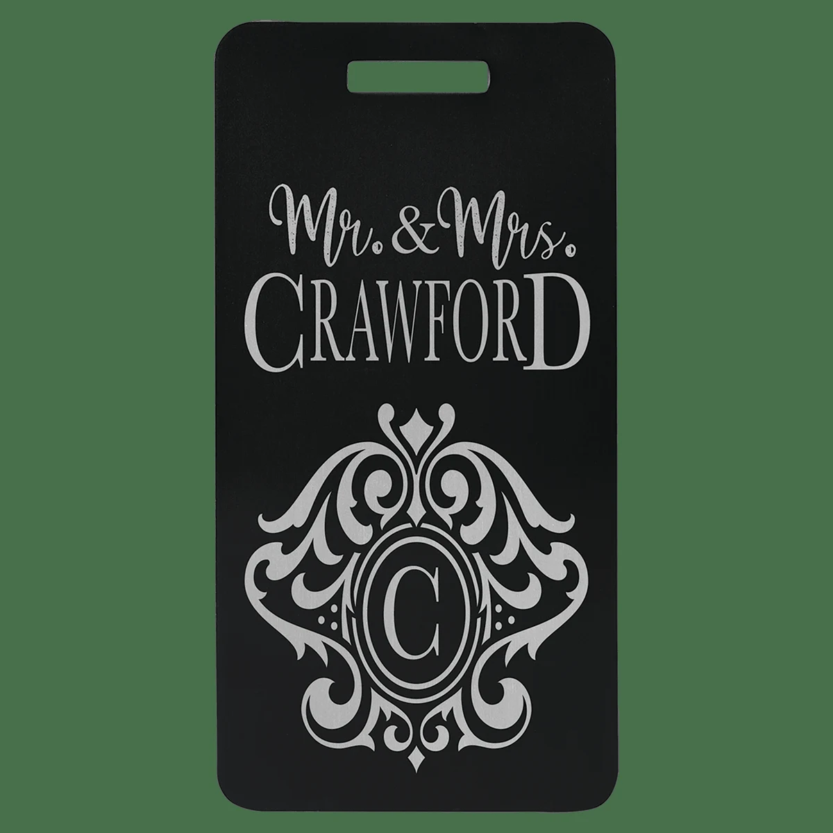 3 7/8" x 2" Black Anodized Aluminum Luggage Tag 1