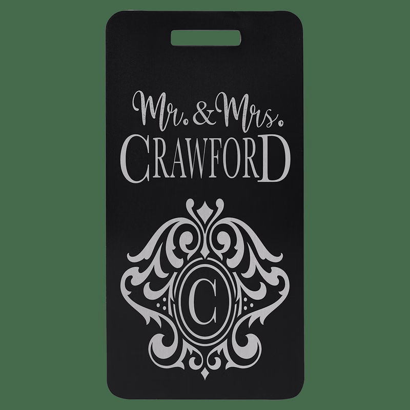 3 7/8" x 2" Black Anodized Aluminum Luggage Tag