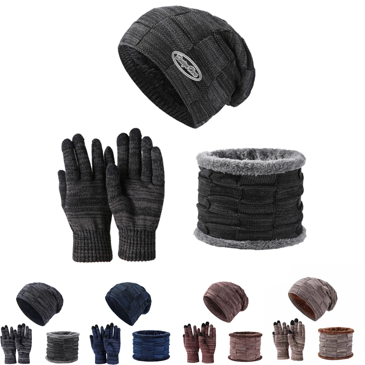 Warm Fleece Knit Winter Hat, Scarf & Gloves Set for Protection 1