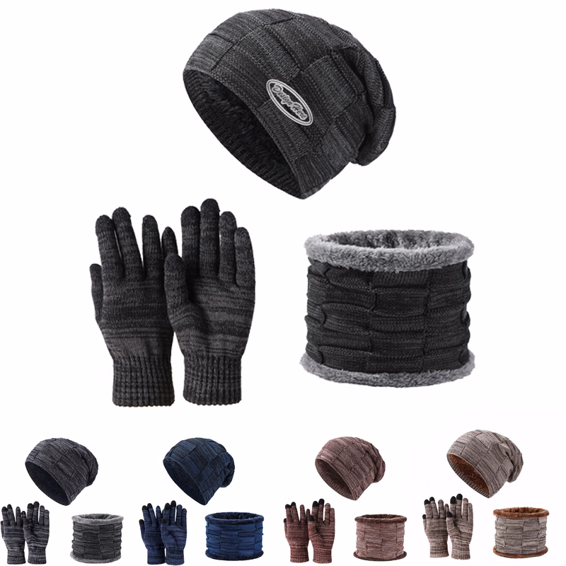 Warm Fleece Knit Winter Hat, Scarf & Gloves Set for Protection