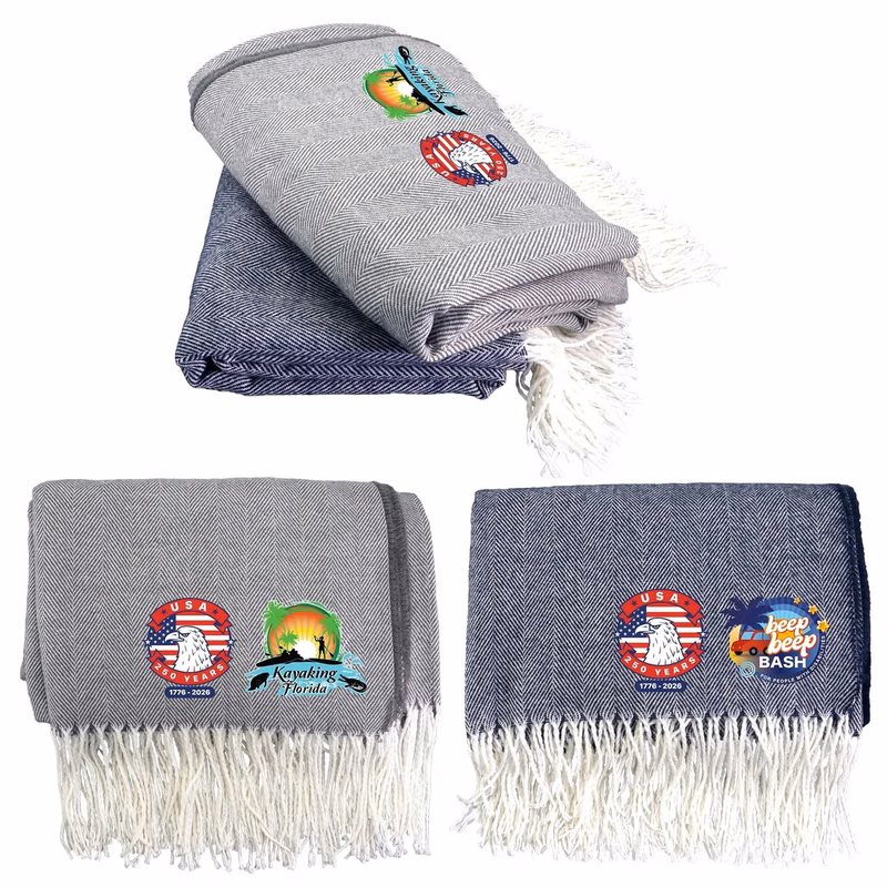 Patriotic Fringed Throw Blanket