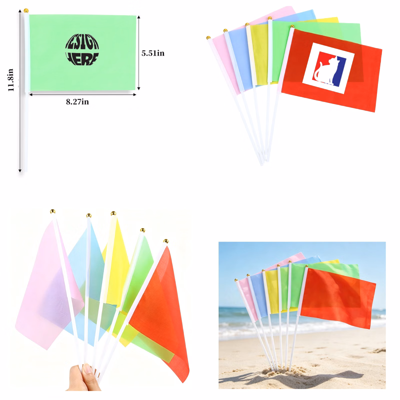 Size No.8 Colorful Hand-Held Waving Flags