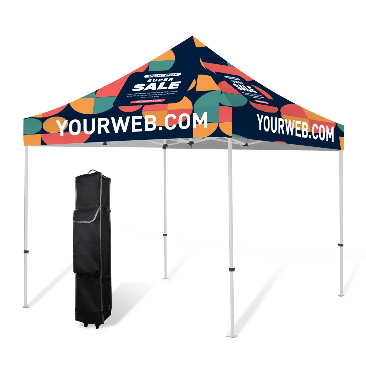 10' Premium Hex Aluminum Frame w/ Full Color Canopy 1