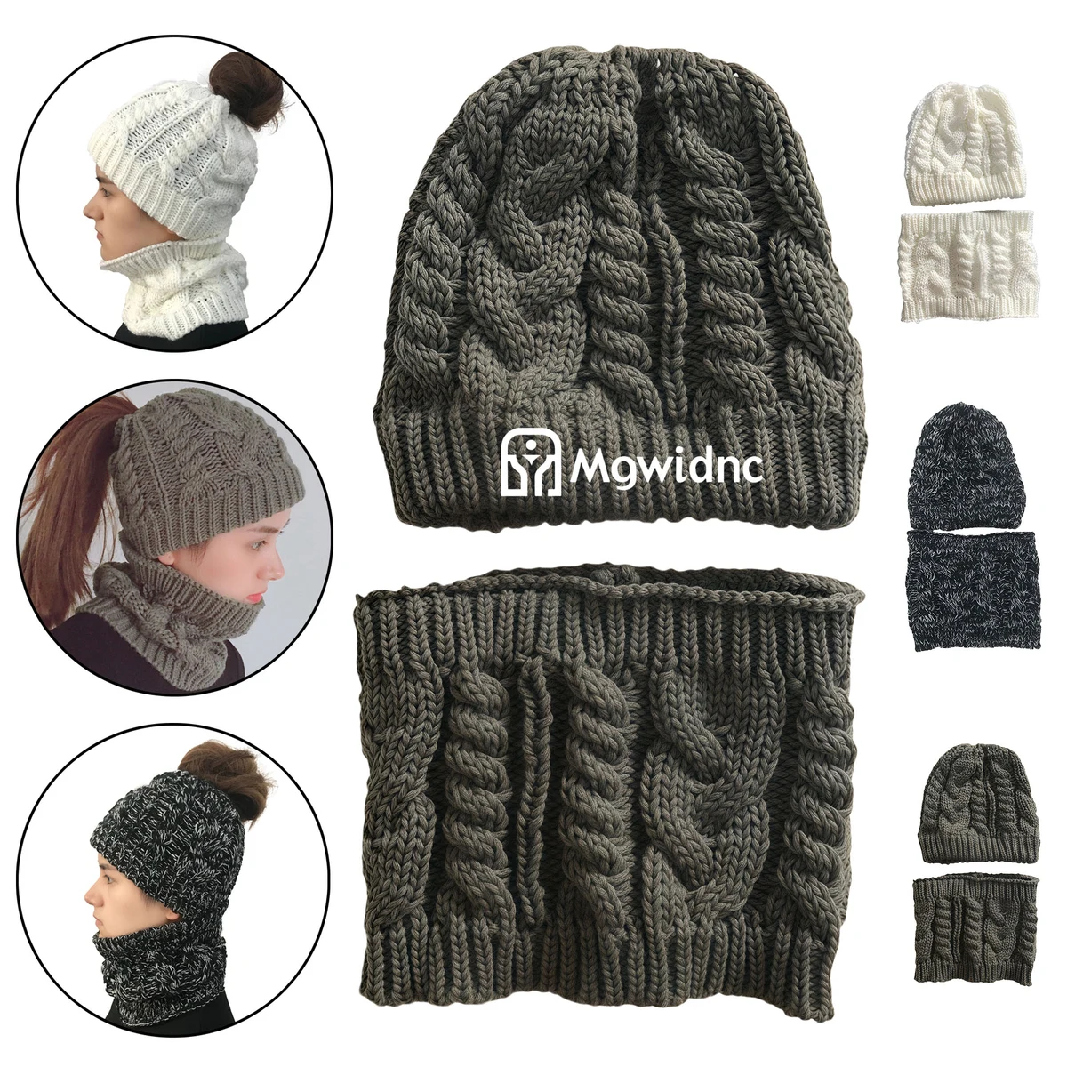 Winter Knit Hat and Scarf Set 1