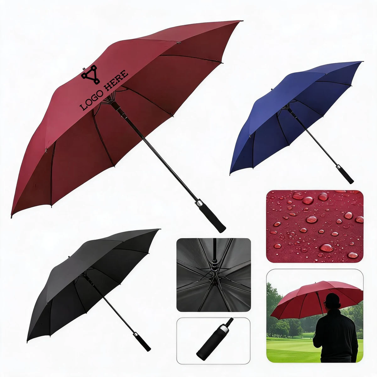 52 Inch Windproof Golf Umbrella Large Canopy 1