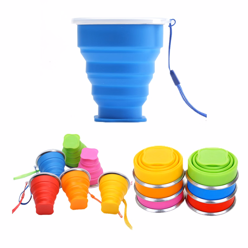 Folding Silicone Water Cup With Steel Ring