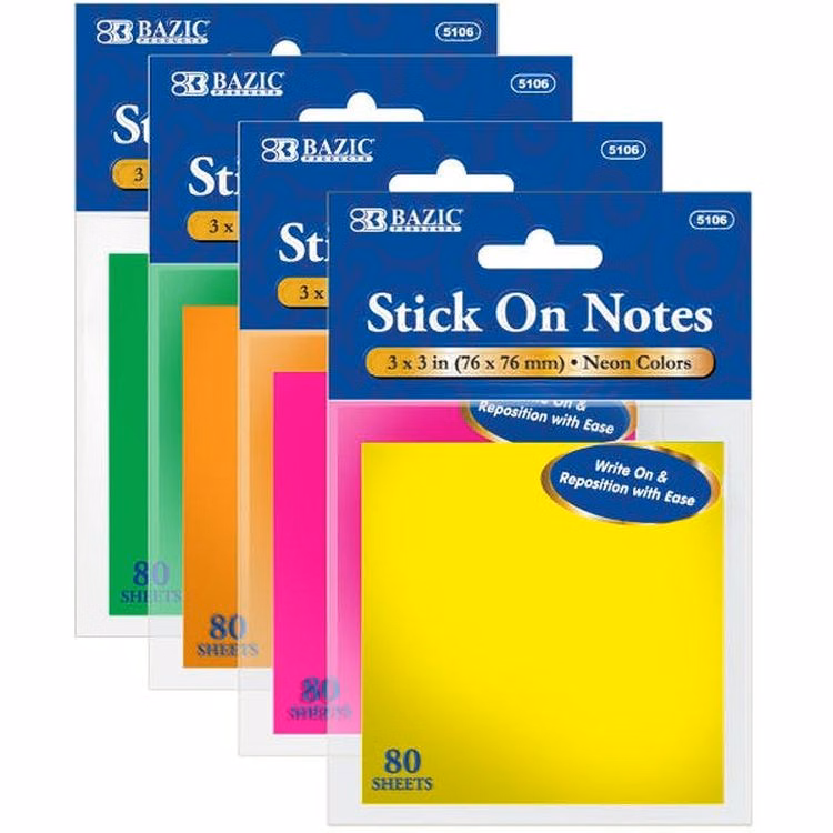 Stick On Notes - Neon Single Pack 80 Sheets