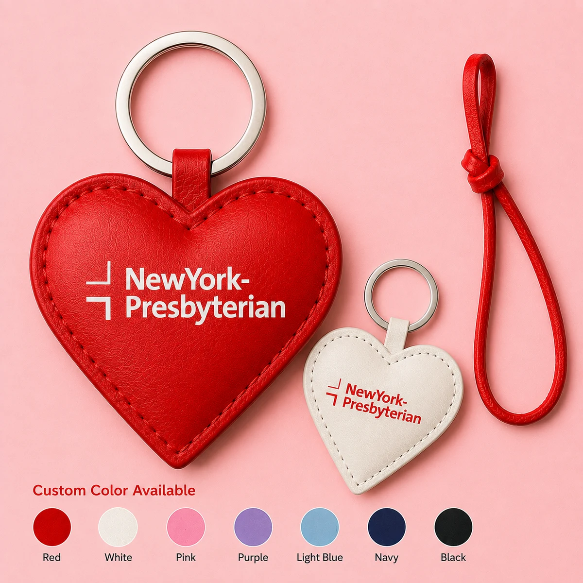 Padded Leather Heart Wristlet Keychain 1