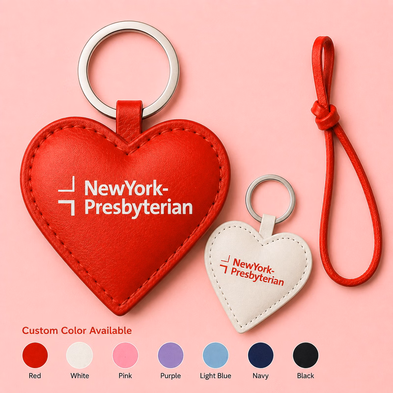 Padded Leather Heart Wristlet Keychain