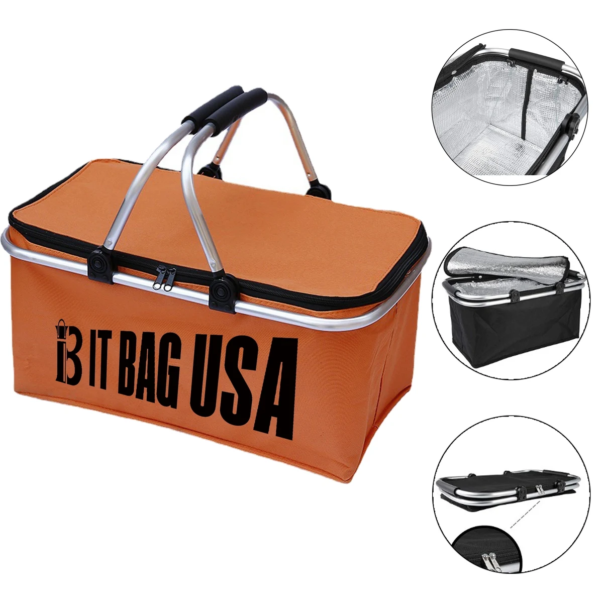 Foldable Insulated Reusable Food Delivery Shopping Bag Tote 1