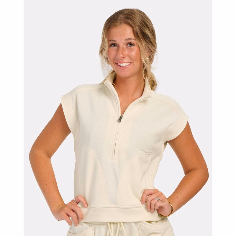 Women's French Terry Half-Zip Short Sleeve Sweatshirt - BW2407