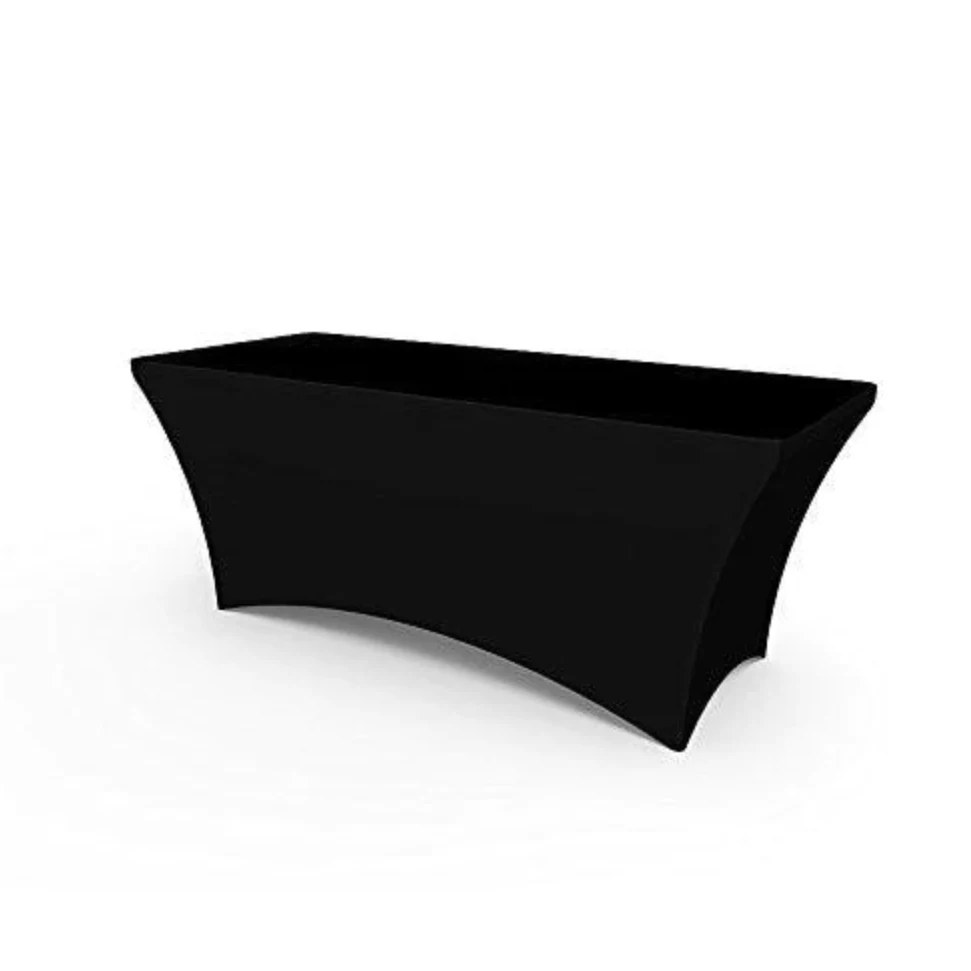 4' Solid Black Stretch Table Covers 1