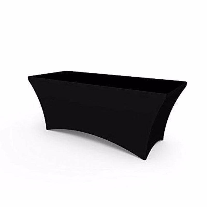 4' Solid Black Stretch Table Covers
