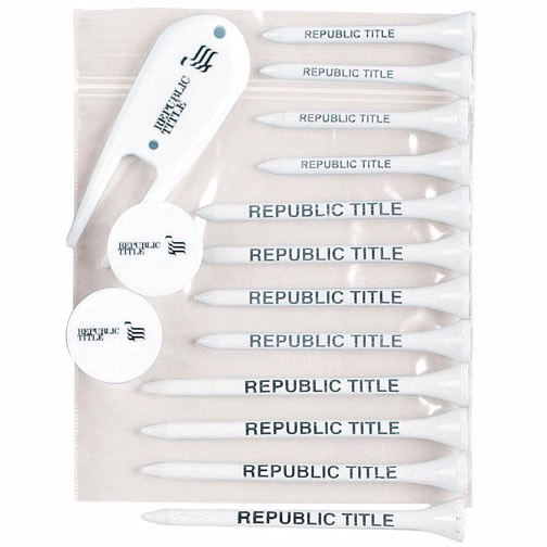 Value Poly Bag Pack w/ Four 2 1/8", 2 3/4", & 3 1/4" Tees, 2 Markers & 1 Fixer