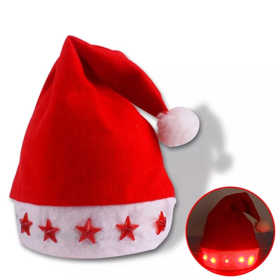 Light Up Santa Hat with LED Snowflake 1