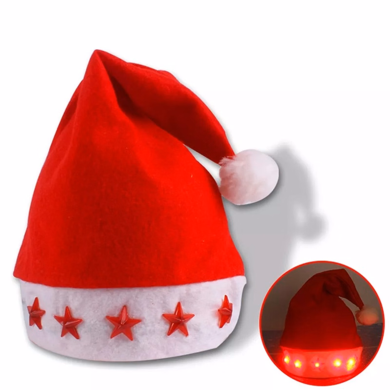 Light Up Santa Hat with LED Snowflake