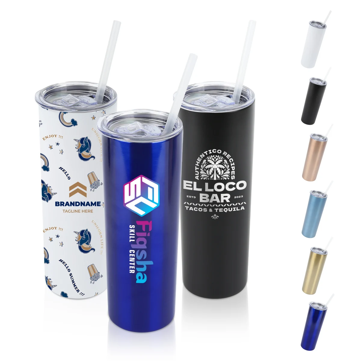 20 Oz Stainless Steel Skinny Tumbler w/ Slider Lid 1