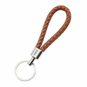 Elegant Weaved PU Leather Keychain With Silver Buckle