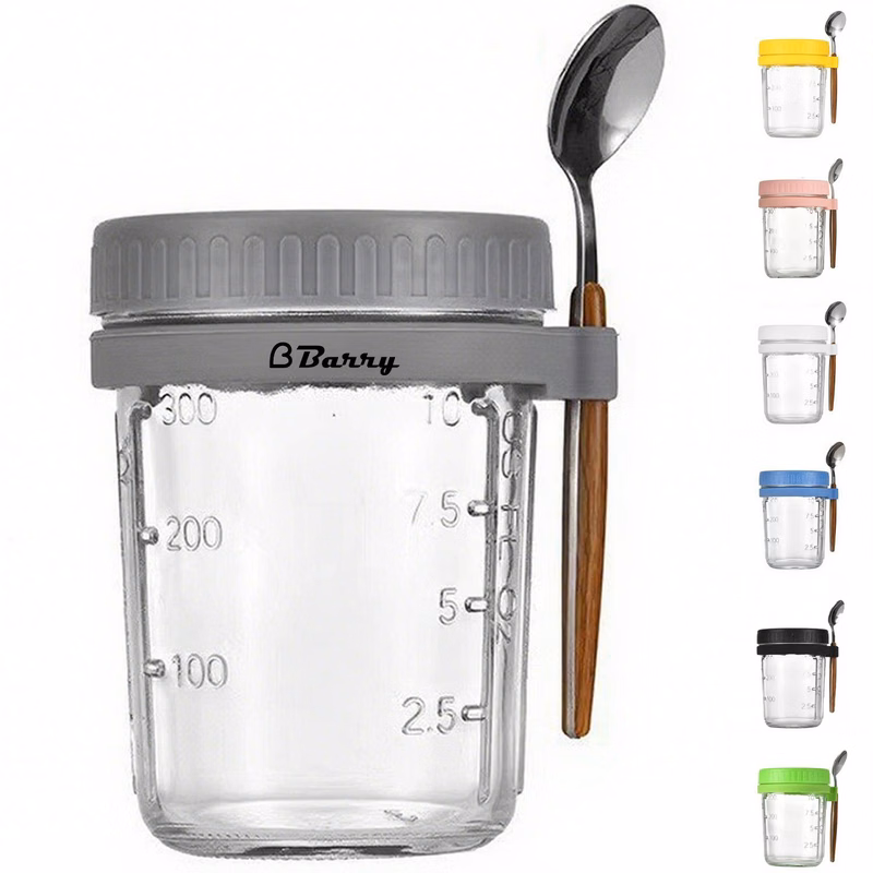 13oz Lead Free Glass Mason Jars w/Spoon