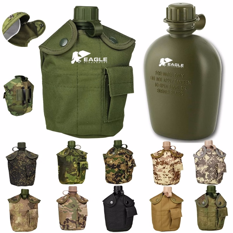 1 Quart Water Canteen (34 Oz/1L) Tactical Water Bottle for Military Hiking Camping