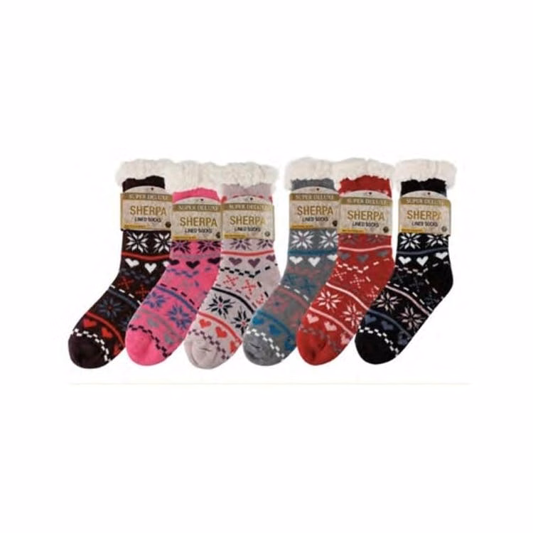 Women's Sherpa-Lined Non-Slip Socks Assorted One Size
