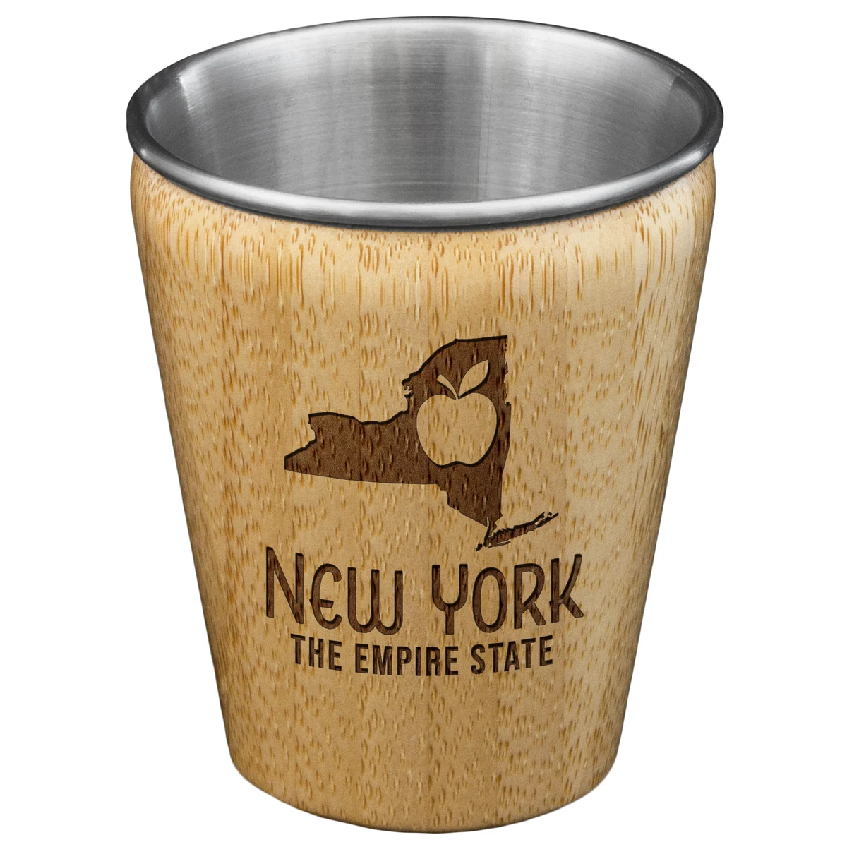 New York State Bamboo and Stainless Steel Shot Glass 1