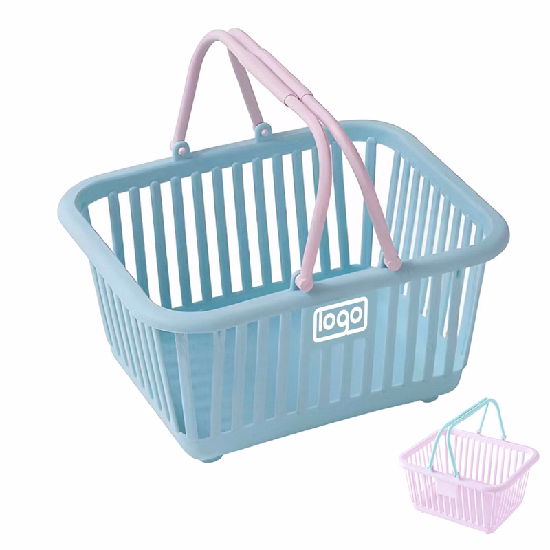 Mini Two Tone Plastic Storage Basket w/ Handles