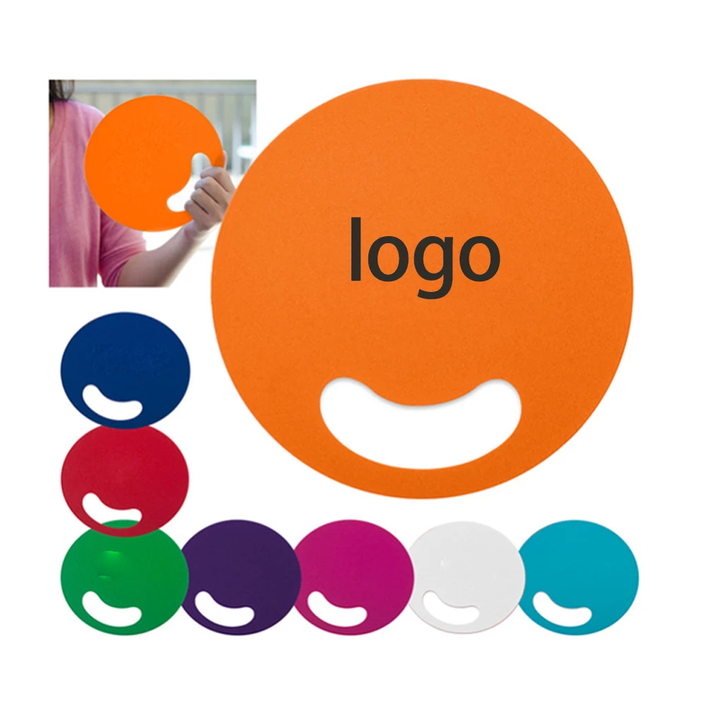 Custom Printed Plastic Advertising Fans with Double Sided Color Printing Blue RoundHand Fans 1