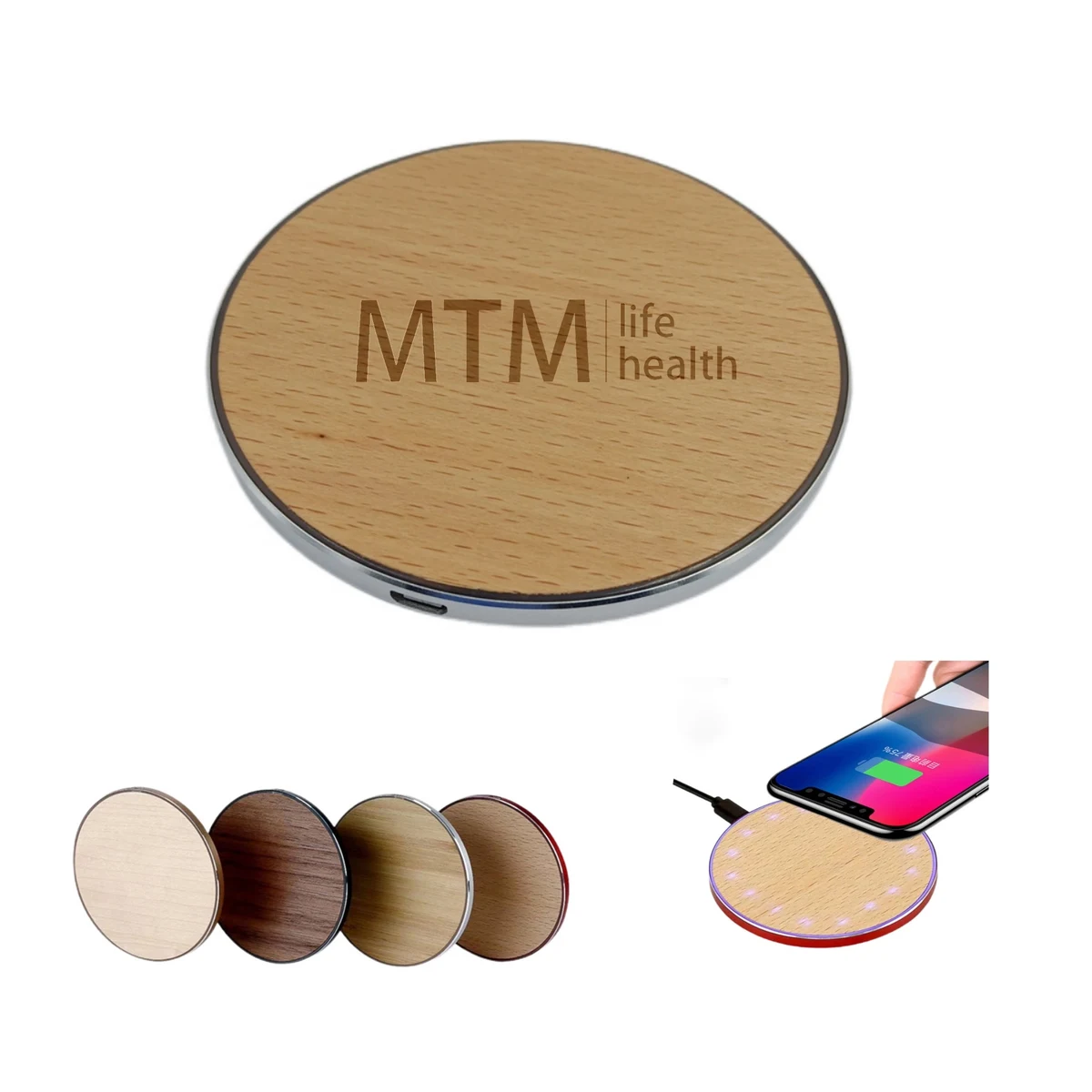 Aluminum Alloy Wooden Cover Wireless Charger 1