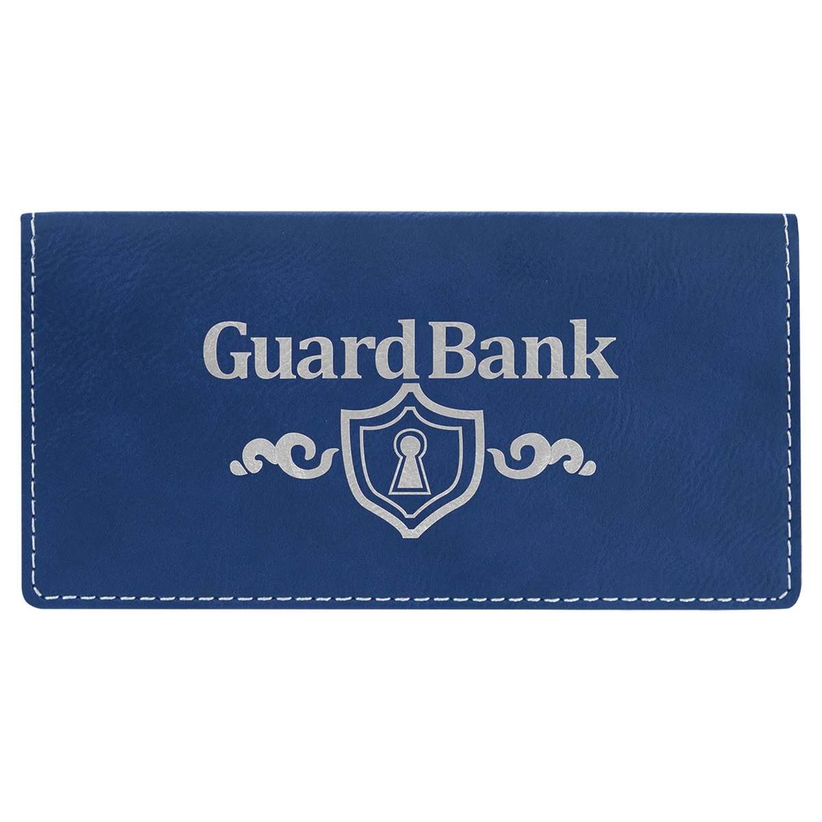 6 3/4" x 3 1/2" Blue/Silver Leatherette Checkbook Cover 1