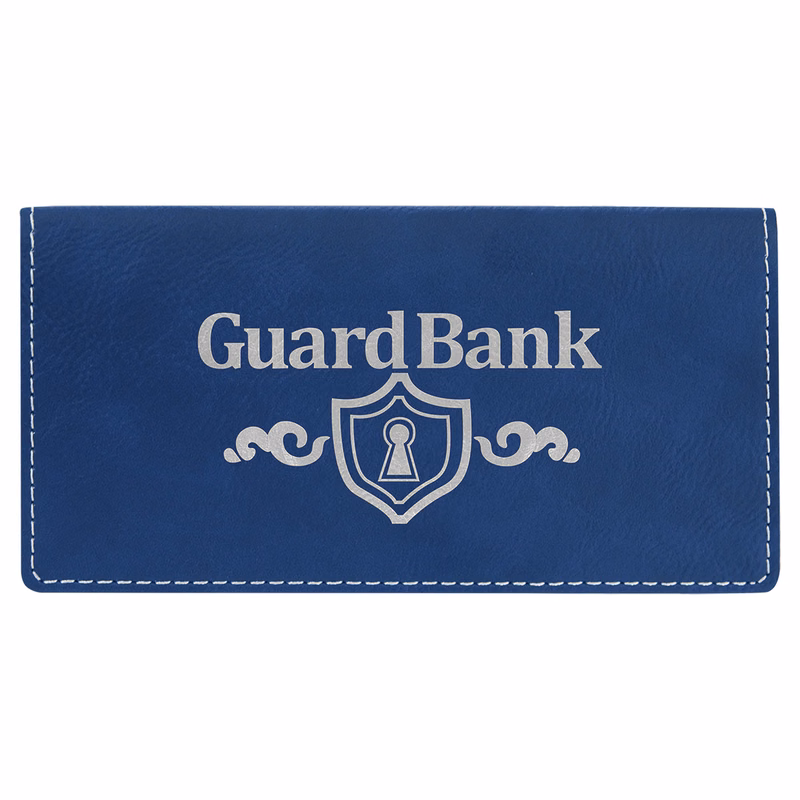 6 3/4" x 3 1/2" Blue/Silver Leatherette Checkbook Cover