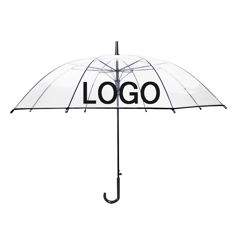 Custom Clear Transparent Long Umbrella with Easy Grip Handle 1