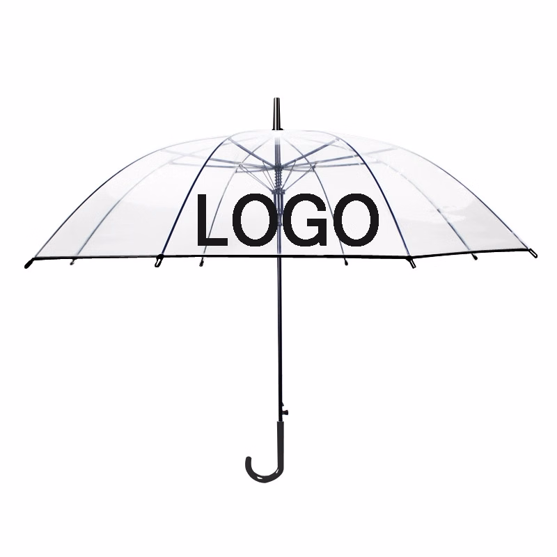 Custom Clear Transparent Long Umbrella with Easy Grip Handle