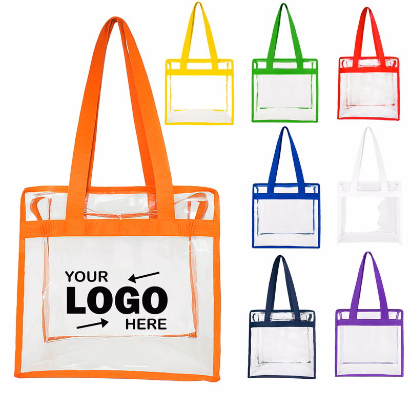 Transparent Multi Color PVC 2 In 1 Tote And Crossbody Bag