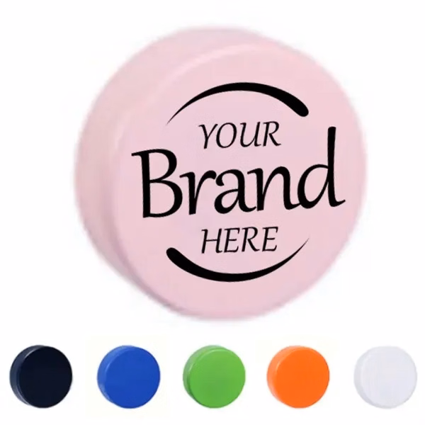 Custom Hockey Puck Shaped Stress Reliever — Full-Color Polyurethane Foam Squeeze Toy